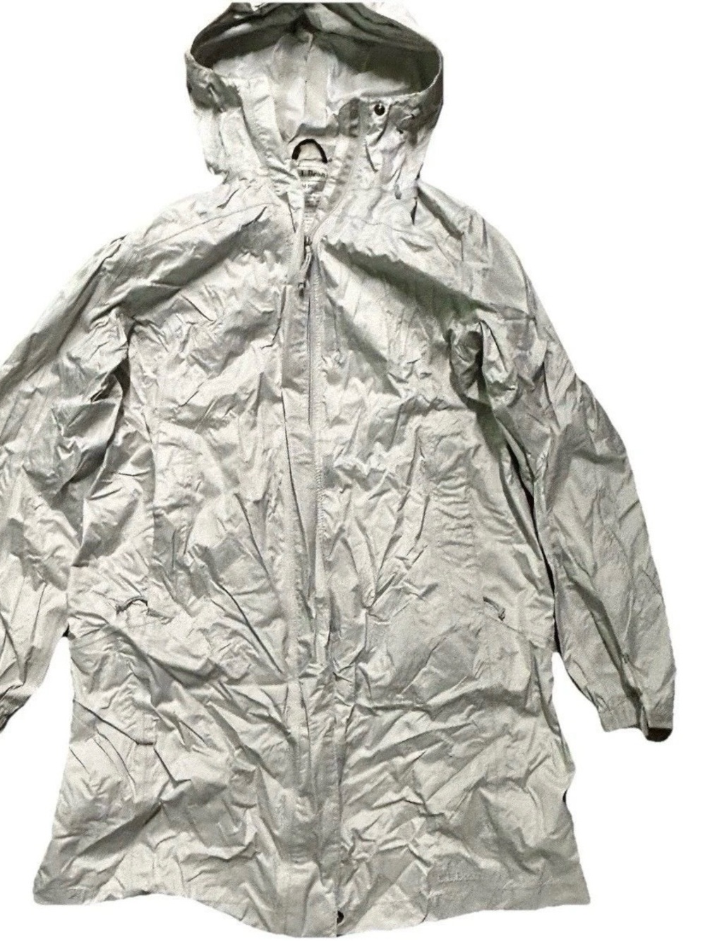 LL Bean Women’s Grey Long Rain Jacket Size Medium